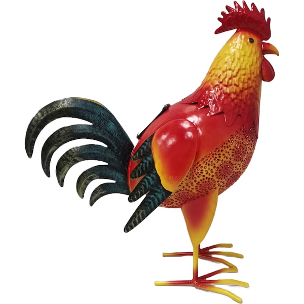 Mirabella Solar Metal Rooster Orange each