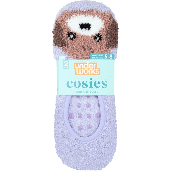 Underworks Ladies Cosies Grip Sole Socks Dog Size 5-8 Each