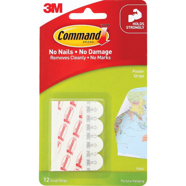3M Command Adhesive Poster Strips Small 12 pack