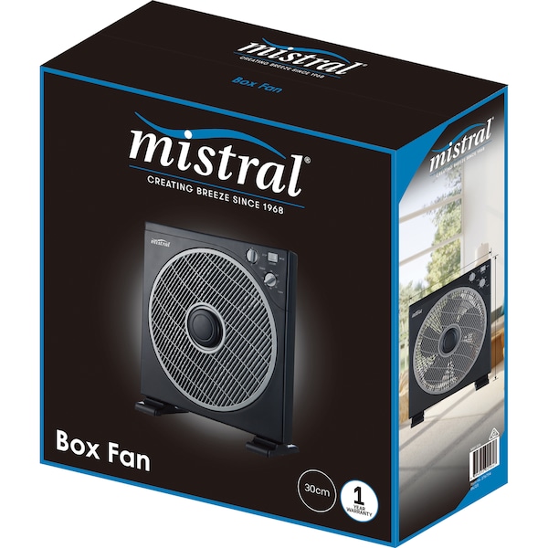 Mistral Box Fan 30cm Black Each