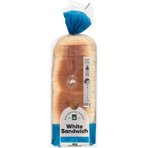 Woolworths White Sandwich Bread 650g bunch