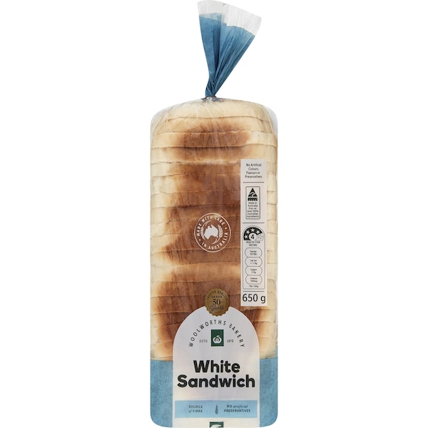 Woolworths White Sandwich Bread Loaf 650g