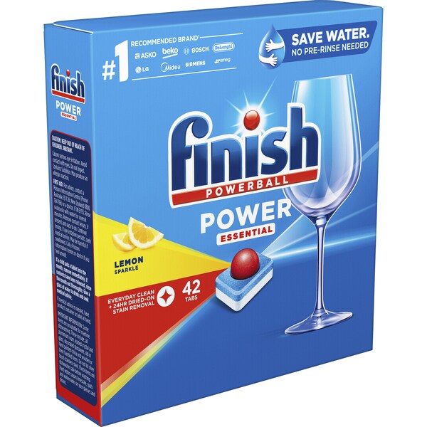 Finish Power Essentials Lemon Sparkle Dishwashing Tablets 42 Pack