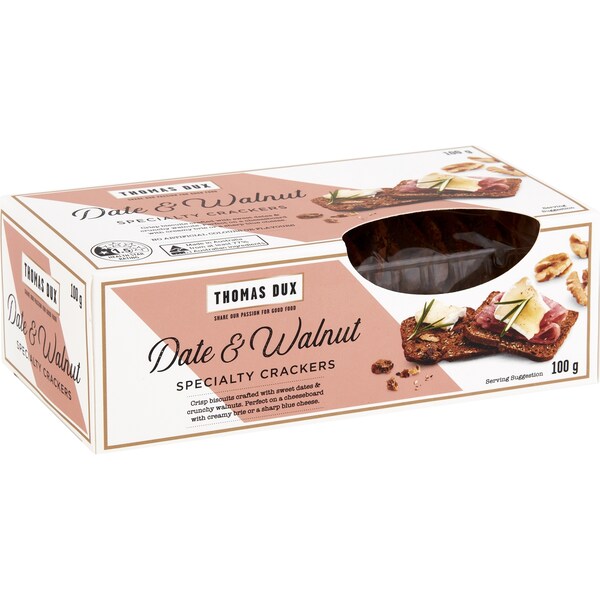 Thomas Dux Date & Walnut Crackers 100g