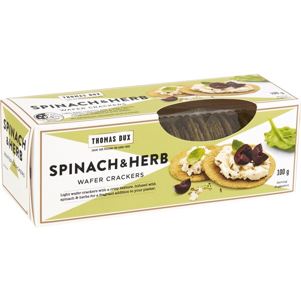Thomas Dux Spinach & Herb Wafer Crackers 100g