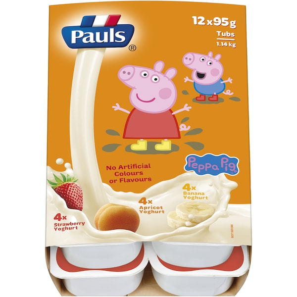 Pauls Strawberry Apricot & Banana Yoghurt 12x95g