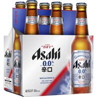Asahi Super Dry 0% Non Alcoholic Beer Glass Bottles