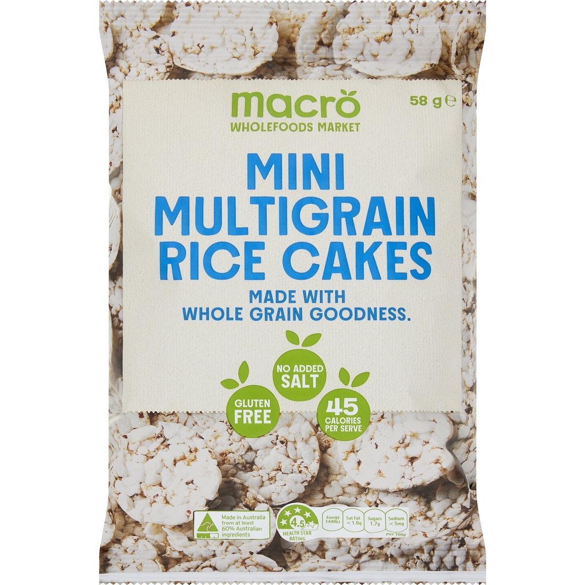 Wgr Rice Cakes Macro Wholefoods Market Mini Multigrain Rice Cakes 58g | bunch