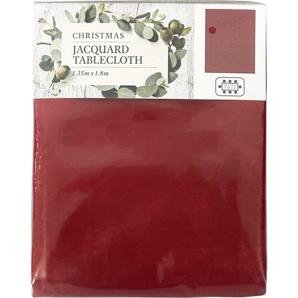Christmas Jacquard Tablecloth Red 135 x 180cm Each
