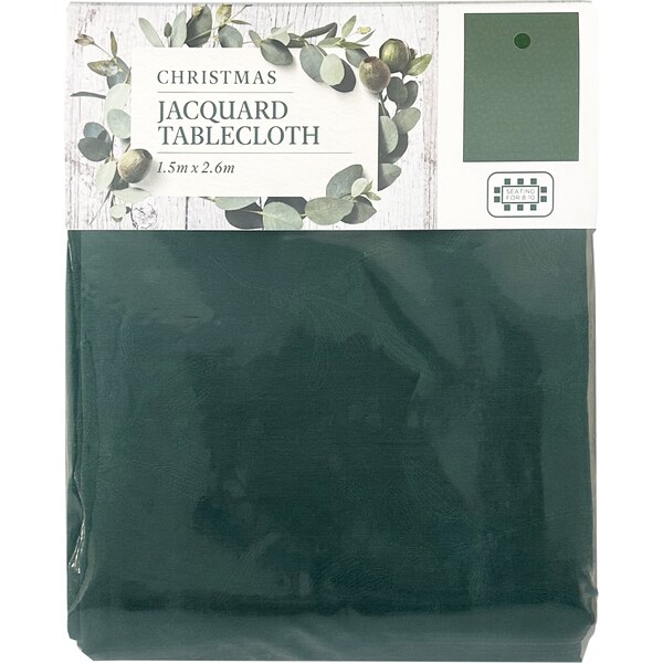 Christmas Jacquard Tablecloth Green 1.5m x 2.6m Each