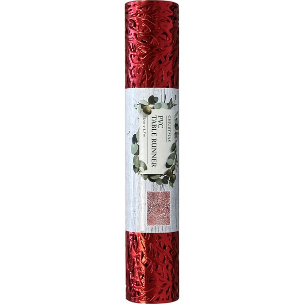 Christmas Table Runner Pvc Red Each