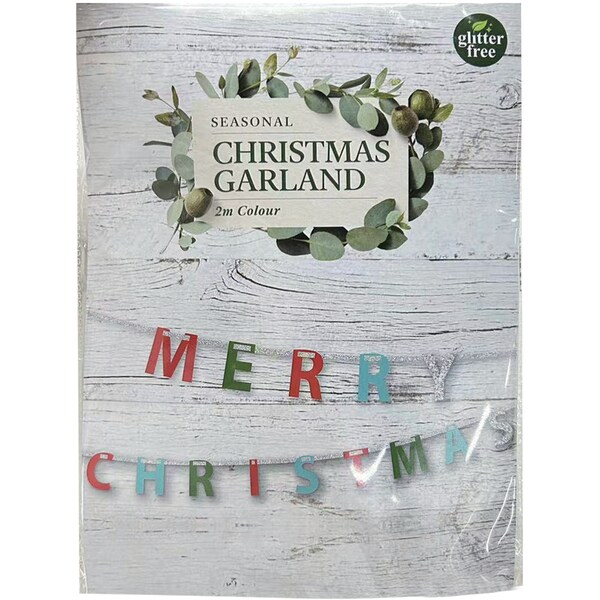 Christmas Merry Christmas Garland Silver Each