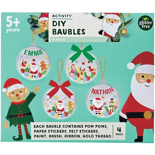 Christmas Diy Baubles Activity Kit 4 Pack