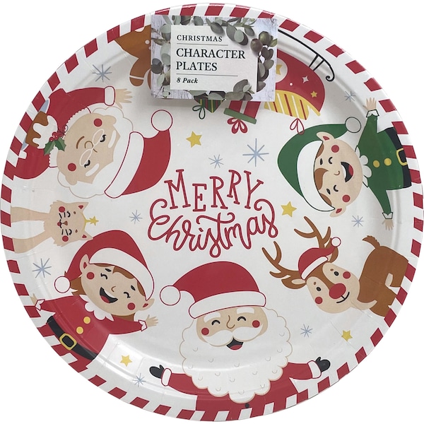 Christmas Character Plates 8 Pack