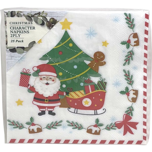 Christmas Napkins 2 Ply Character 25 Pack