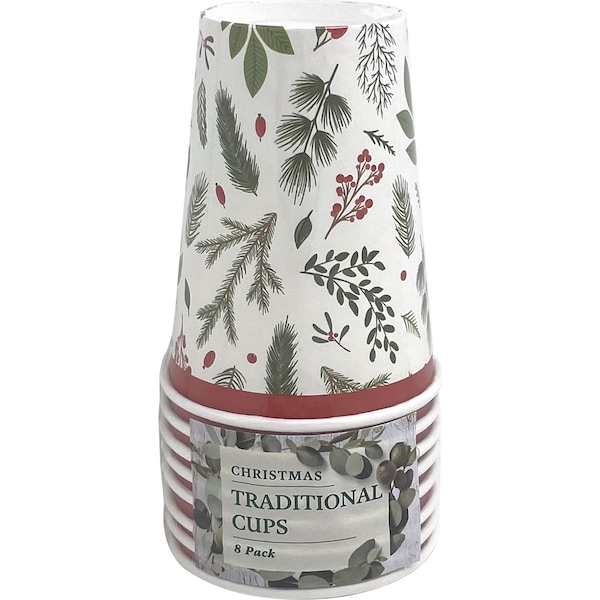 Christmas Cups Traditional 8 Pack