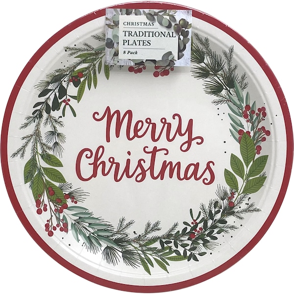 Christmas Plates Traditional 8 Pack