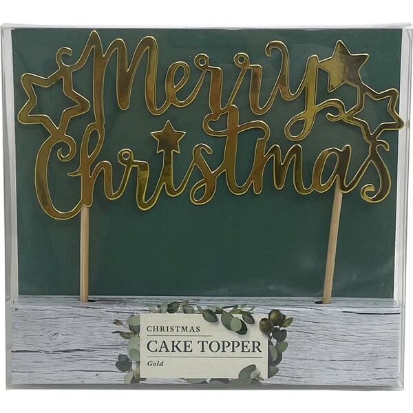 Christmas Cake Topper Gold Each | Woolworths