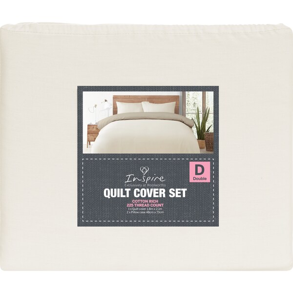 Inspire 225 Thread Count Quilt Cover Set Double Bed Assorted each