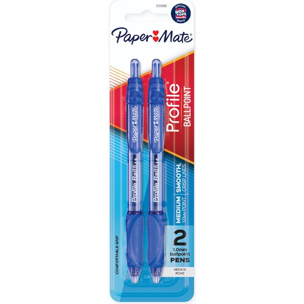 Paper Mate Profile 1.0mm Ballpoint Pens Blue 2 pack
