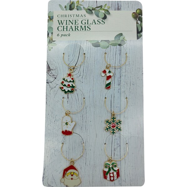 Christmas Wine Glass Charms 6 Pack
