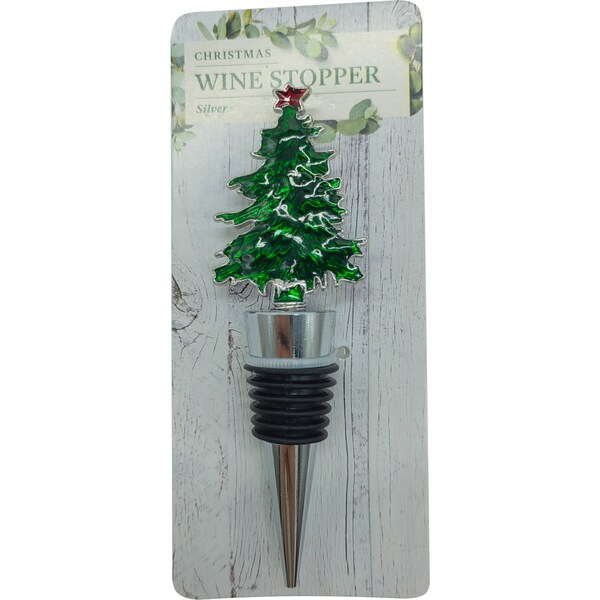 Christmas Wine Stopper Christmas Tree Silver Each