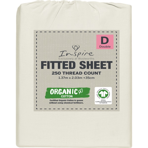 Inspire 250 Thread Count Cotton Fitted Sheet Double Bed Assorted each