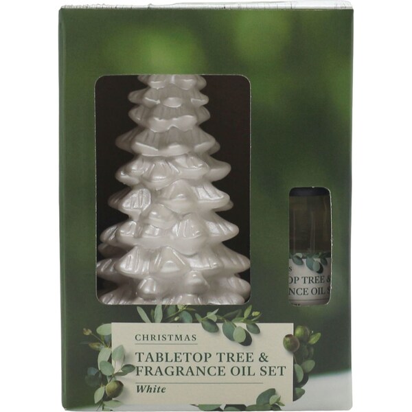Christmas Tabletop Tree & Fragrance Oil Set White Each