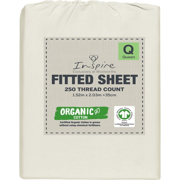 Inspire 250 Thread Count Cotton Fitted Sheet Queen Bed Assorted Each