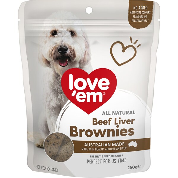 Love 'Em Beef Liver Brownies Dog Treats 250g