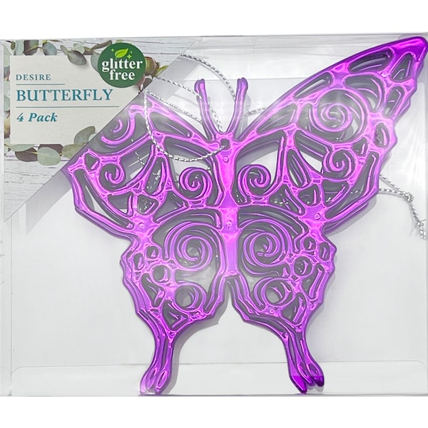 Christmas Decoration Butterfly Purple 4 Pack