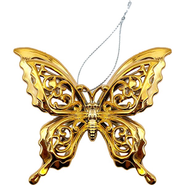 Christmas Decoration Shiny Butterfly Bronze Each
