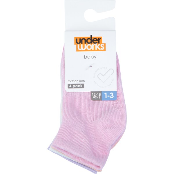 Underworks Infant Baby Socks Size 1-3 Each