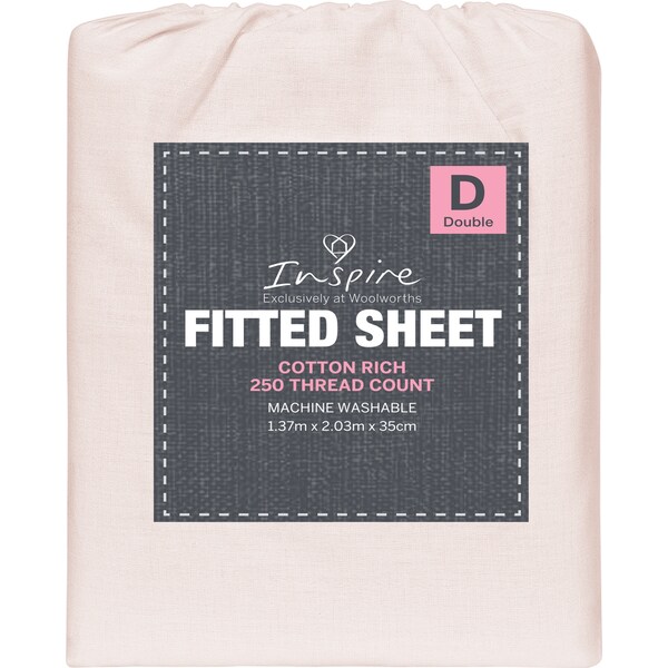 Inspire 250 Thread Count Double Cotton Fitted Sheet Assorted each