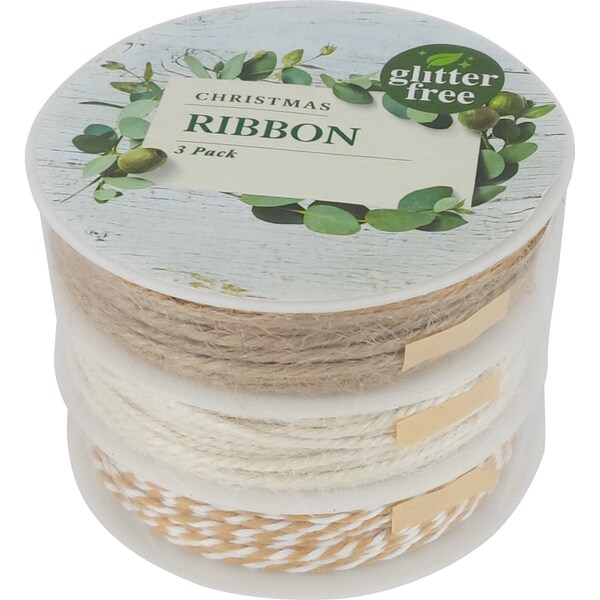 Christmas Natural Ribbon 3 Pack