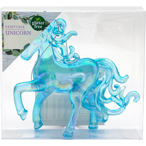 Christmas Fairytale Unicorn Decoration Blue Each