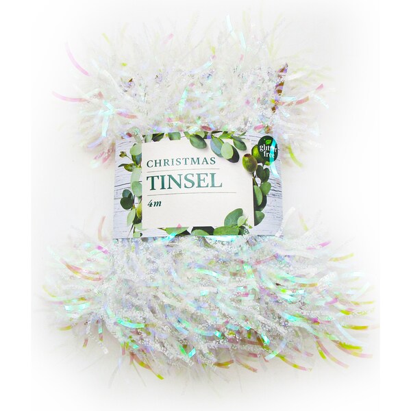 Christmas Decoration 4 Metre Tinsel White Each