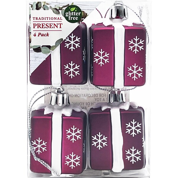 Christmas Decoration Traditional Presents Red 4 Pack