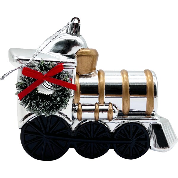 Christmas Traditional Train Decoration Silver Each