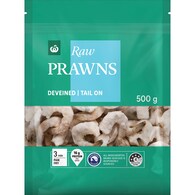 Woolworths Raw Prawns Deveined Tail On