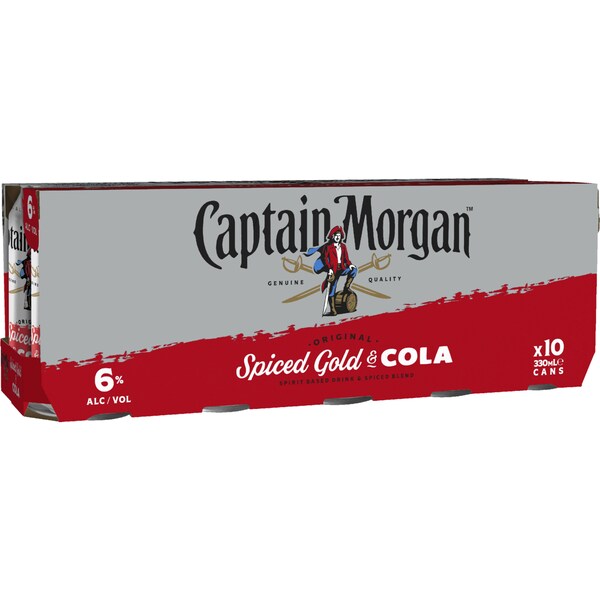 Captain Morgan Original Spiced Gold & Cola Can 330mL x 10 Pack
