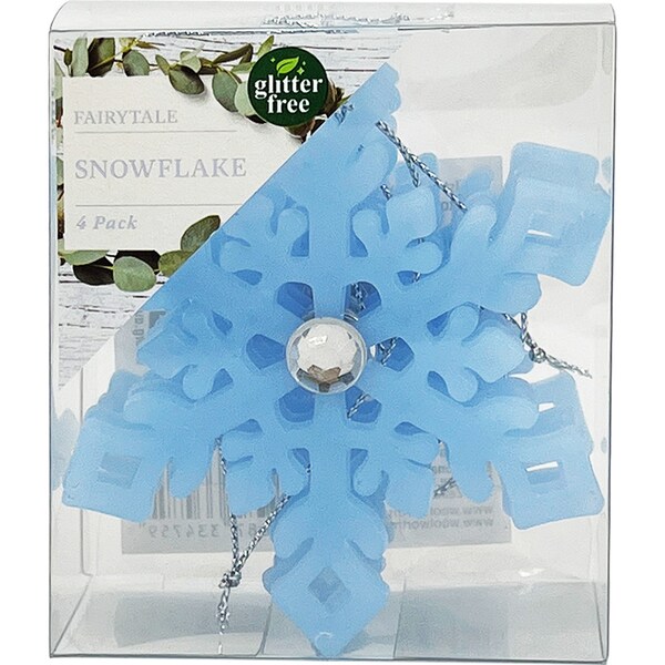 Christmas Decoration Fairytale Snowflake Blue 4 Pack