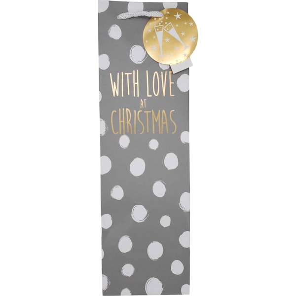 Christmas Gift Bag Bottle Silver Each