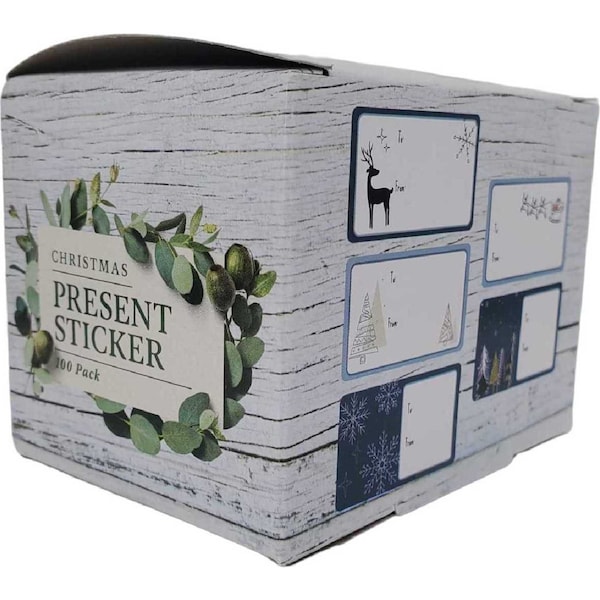 Christmas Present Stickers Boxed Modern 100 Pack