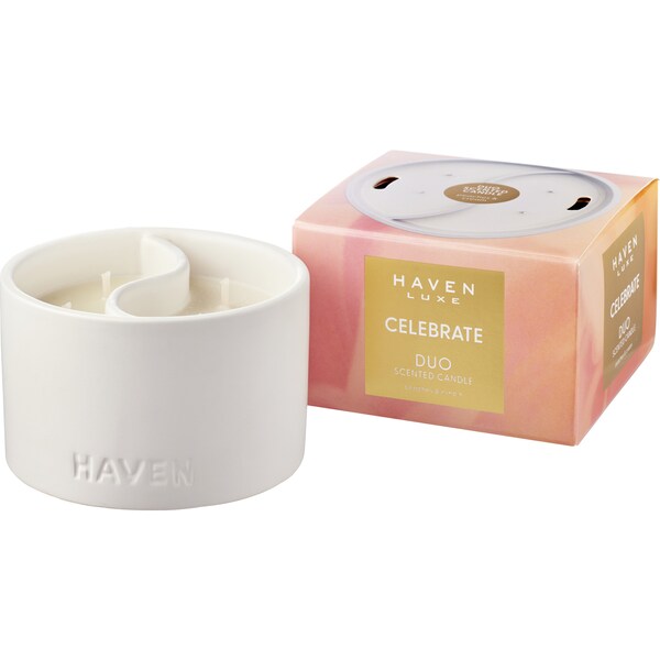 Haven Luxe Duo Celebrate Peaches & Cream Soy Blend Candle each