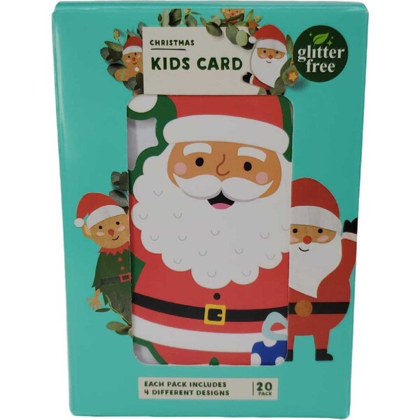 Christmas Cards Assorted Kids Shapes 20 Pack