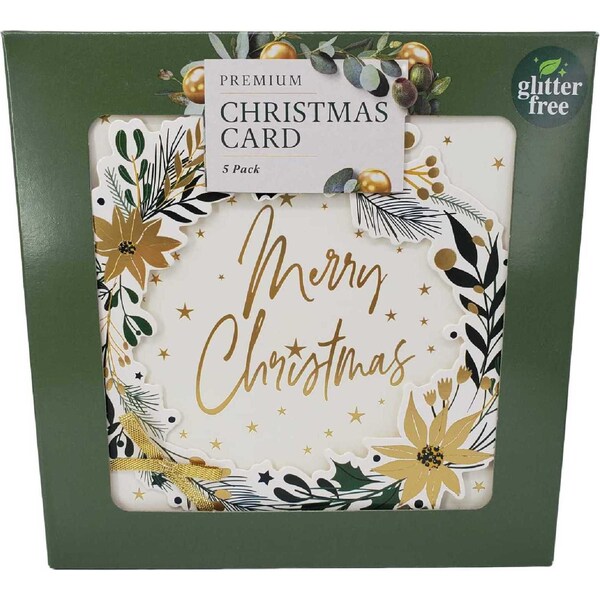 Christmas Cards Premium Wreath 5 Pack