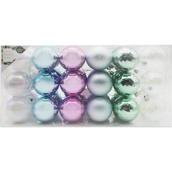 Christmas Pastel Baubles 36 Pack