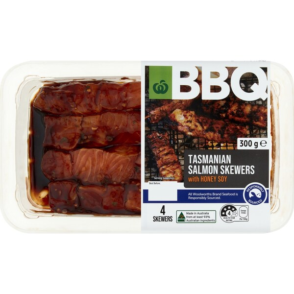 Woolworths Tasmanian Salmon Skewers With Honey Soy 4 Pack