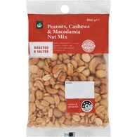 Woolworths Roasted & Salted Peanuts Cashews & Macadamia Nut Mix